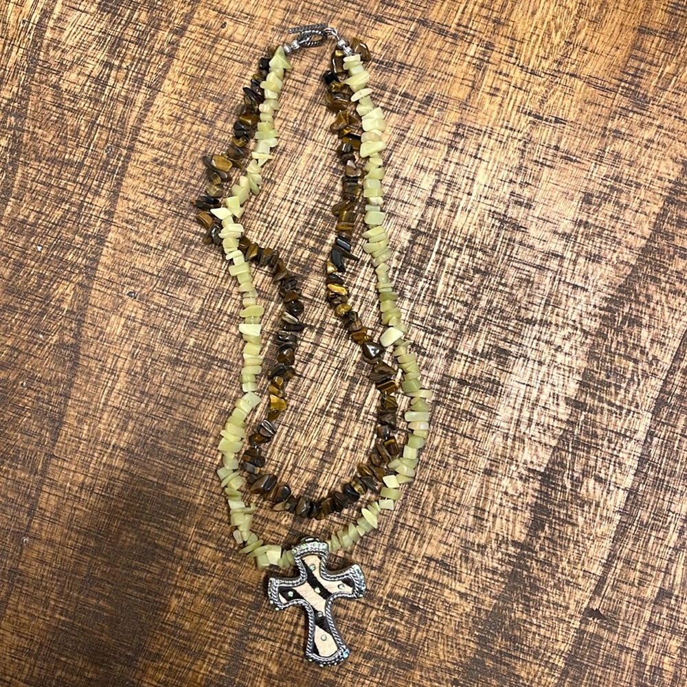 Zebra pendant cross necklace